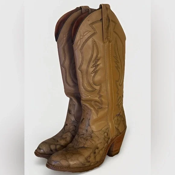 Vintage Miss Capezio Tall Western Cowboy Boots 5.5M Brown Leather - Picture 2 of 10